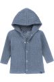 Knitted capuchon vest  (lang) (blauw)